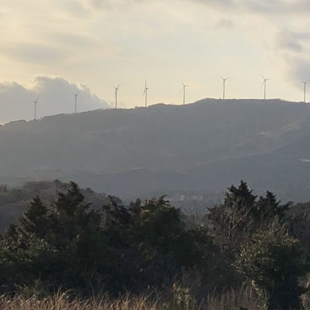 稜線の風車群ズーム